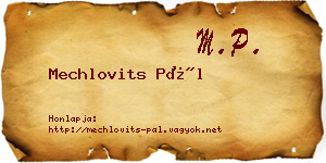 Mechlovits Pál névjegykártya